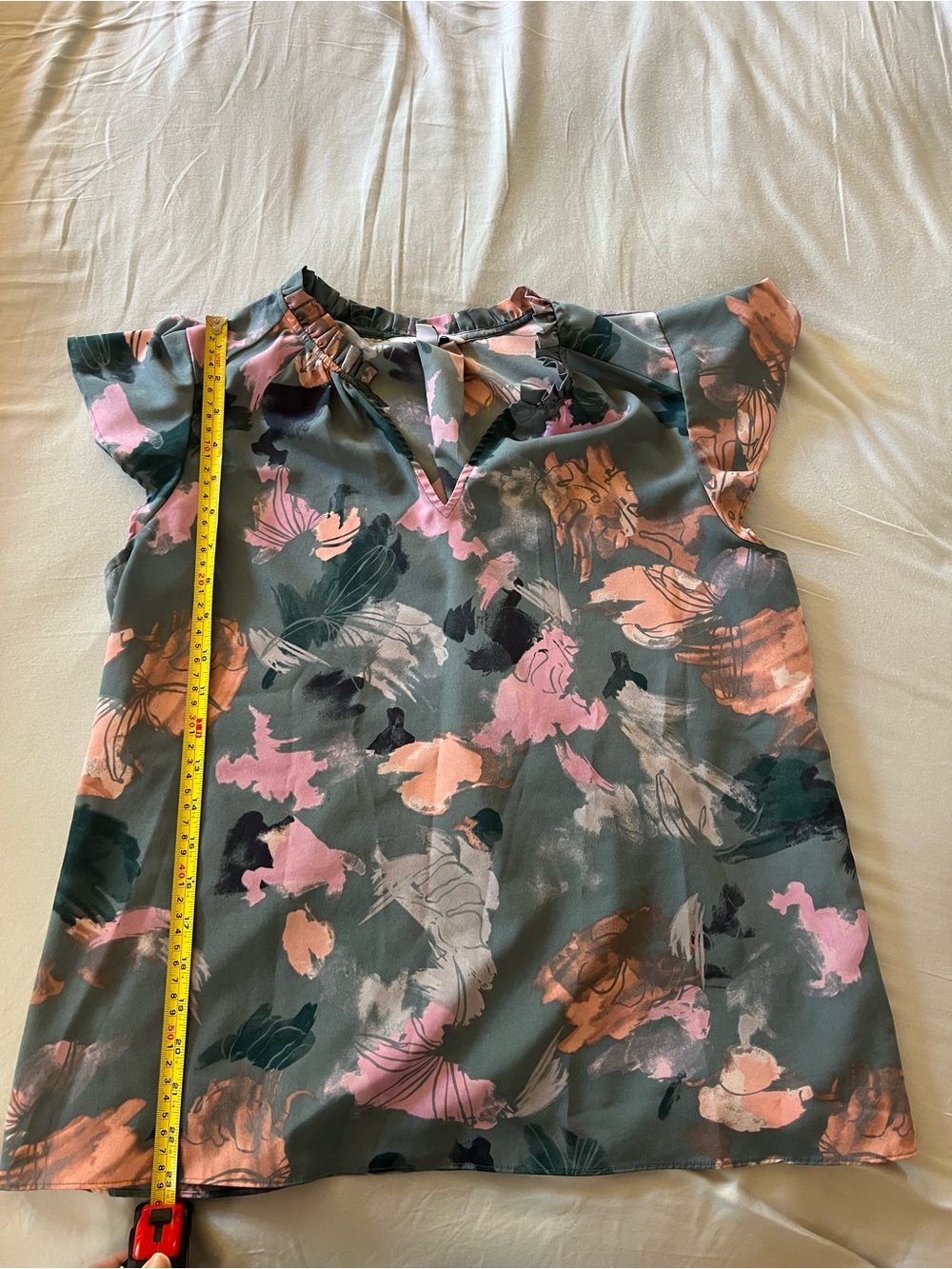 Nine West Multicolor Floral Print Blouse in Teal, Pink, Orange - Picture 5 of 7